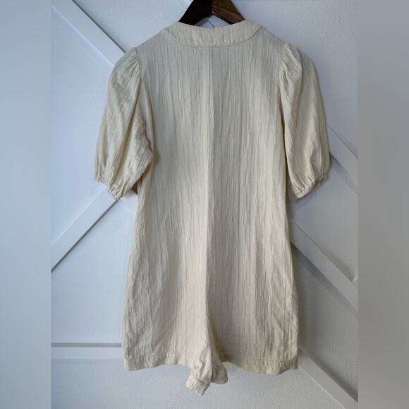 FRNCH Betina Woven Cotton Jumpsuit Short Romper in Ecru Cream Size XS - Picture 7 of 12
